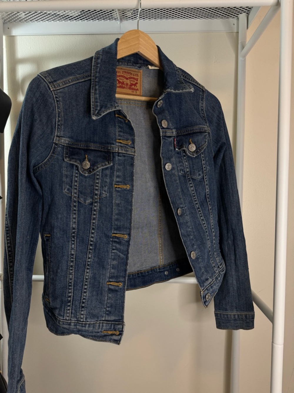 Levi's Blue Washed Denim Jacket with Contrast Trim